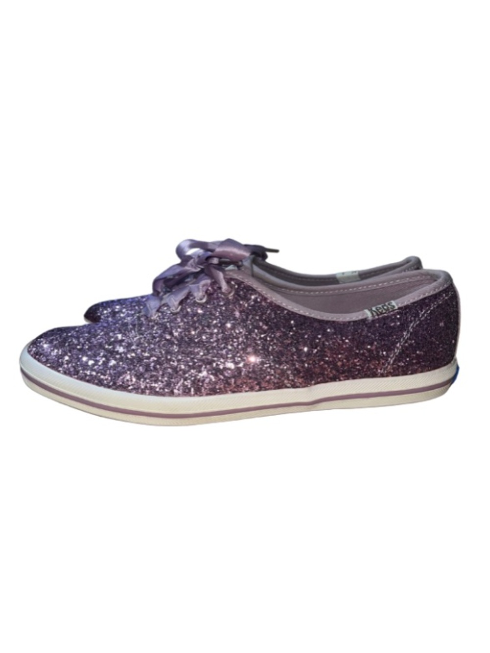 Keds x Kate Spade Lavender/Purple Glitter Satin Lace-Up Sneakers, Size 7.5 - Picture 5 of 7